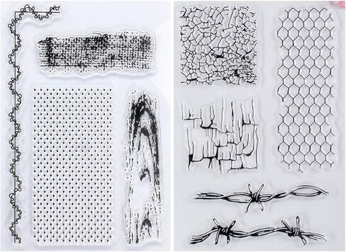 Kwan Crafts 2 Sheets Different Style Wood Grain Crack Grid Background Clear Stamps for Card Making Decoration and DIY Scrapbooking in Saudi Arabia