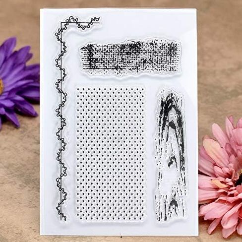 Kwan Crafts 2 Sheets Different Style Wood Grain Crack Grid Background Clear Stamps for Card Making Decoration and DIY Scrapbooking in Saudi Arabia
