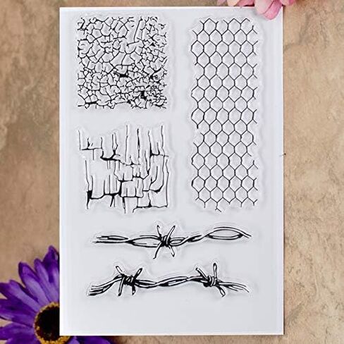 Kwan Crafts 2 Sheets Different Style Wood Grain Crack Grid Background Clear Stamps for Card Making Decoration and DIY Scrapbooking in Saudi Arabia