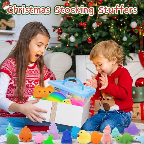 70+Pcs Mochi Squishy Toys for Kids Party Favors - Jumbo Slow Rising Squishys, Mini Stress Relief Fidget Toy for Classroom Prizes, Christmas, Children's Day, Gift Box Included, Random in Kuwait