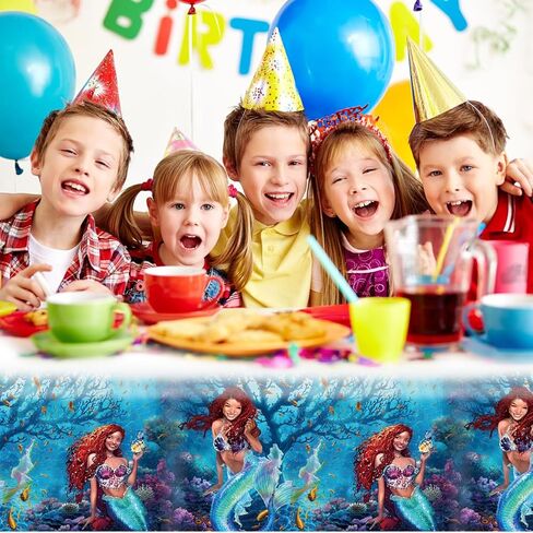 2 قطعة 2023 مفارش المائدة لحفلات حورية البحر الصغيرة 42*71 بوصة ، لوازم تزيين الحفلات باللون الأسود حورية البحر أرييل in Kuwait