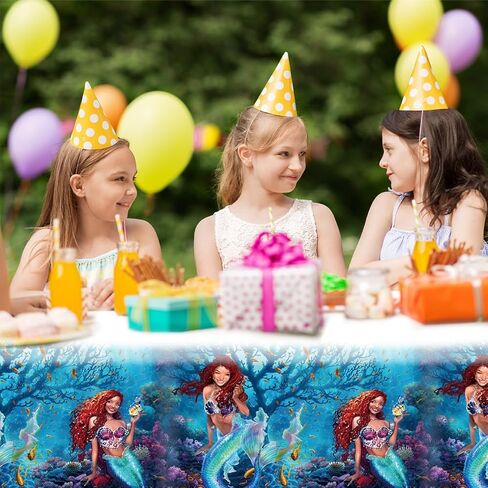 2 قطعة 2023 مفارش المائدة لحفلات حورية البحر الصغيرة 42*71 بوصة ، لوازم تزيين الحفلات باللون الأسود حورية البحر أرييل in Kuwait