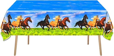 Horse Party Tableware Set,16 pcs Paper Plates (8pcs 9 inch and 8pcs 7inch)-20 Napkin and Table Cloth,Wild Horse Theme Birthday Party Decorations in Saudi Arabia
