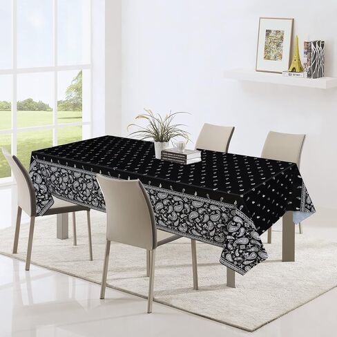 HHHLCWA 3 قطع مفرش طاولة أسود باندانا للحفلات ، أغطية طاولة بتصميم Cholo Gangsta Western Bandana Bandana ، ديكورات حفلات رعاة البقر الغربية موضوع Cholo لمستلزمات الحفلات الغربية، 20 × 131 سم in Kuwait