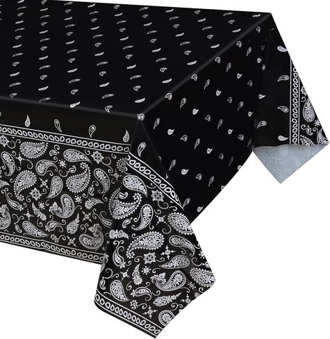 HHHLCWA 3 قطع مفرش طاولة أسود باندانا للحفلات ، أغطية طاولة بتصميم Cholo Gangsta Western Bandana Bandana ، ديكورات حفلات رعاة البقر الغربية موضوع Cholo لمستلزمات الحفلات الغربية، 20 × 131 سم in Kuwait