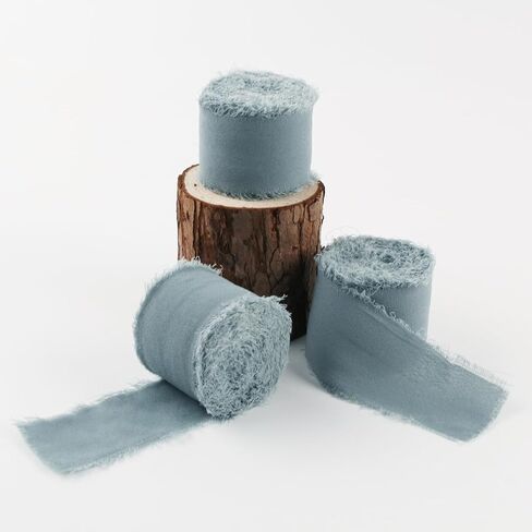 شريط حرير شيفون مهدب مصنوع يدويًا 3 لفات قماش 21 ياردة (بنفسجي) in Kuwait