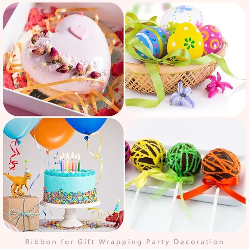 شريط من الساتان Glitinsel 40 لفة بطول 1000 ياردة، شريط قماشي 3/8 بوصة، شريط متنوع لتغليف الهدايا وتزيين الحفلات، أشرطة حريرية للحرف اليدوية وخياطة باقة الزهور وصناعة القوس، 20 لونًا ثابتًا in Kuwait