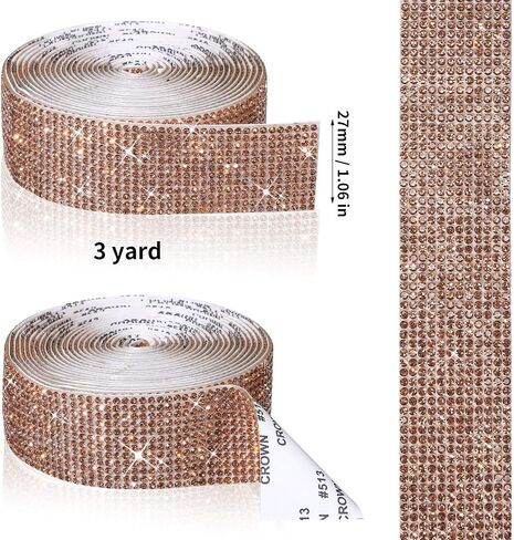Self Adhesive Rhinestone Strips Diamond Bling Crystal Ribbon Sticker Wrap for Craft Jewel Tape Roll with 2 mm Rhinestones for DIY Car Phone Christmas Decoration (Silver,1.06 Inch x 3 Yards) in Saudi Arabia