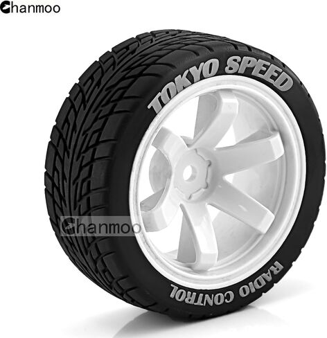 1/10 RC On Road Tires and Plastic Drift Wheels 12mm Hex Rally Racing Tyres for 1:10 Scale Touring Street Car Tamiya TT01 TT02 XV01 TA06 A959 PTG2 144001 HPI KYOSHO HSP Traxxas 4PCS (White) in Saudi Arabia