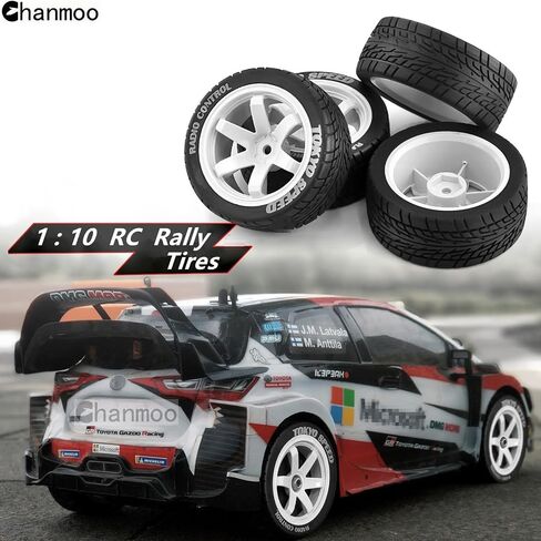 1/10 RC On Road Tires and Plastic Drift Wheels 12mm Hex Rally Racing Tyres for 1:10 Scale Touring Street Car Tamiya TT01 TT02 XV01 TA06 A959 PTG2 144001 HPI KYOSHO HSP Traxxas 4PCS (White) in Saudi Arabia