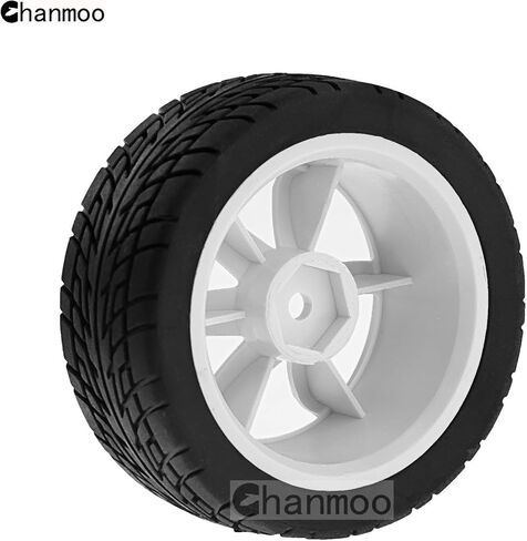 1/10 RC On Road Tires and Plastic Drift Wheels 12mm Hex Rally Racing Tyres for 1:10 Scale Touring Street Car Tamiya TT01 TT02 XV01 TA06 A959 PTG2 144001 HPI KYOSHO HSP Traxxas 4PCS (White) in Saudi Arabia