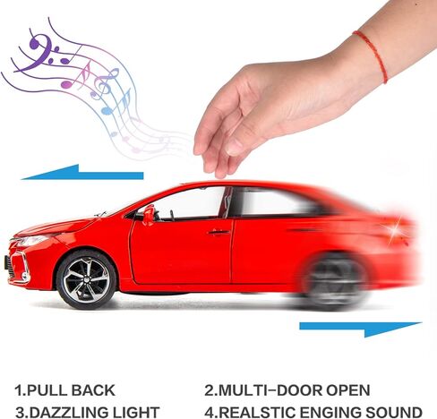 BDTCTK Compatible for 1:32 Corolla Model Car, Zinc Alloy Pull Back Toy Car with Sound and Light for Kids Boy Girl White in Saudi Arabia