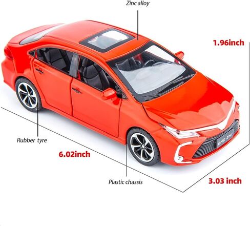 BDTCTK Compatible for 1:32 Corolla Model Car, Zinc Alloy Pull Back Toy Car with Sound and Light for Kids Boy Girl White in Saudi Arabia