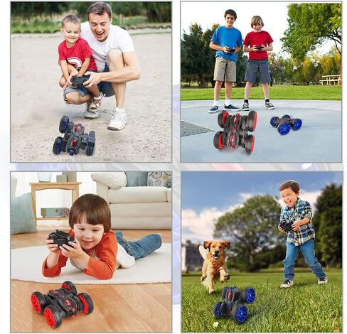 سيارات التحكم عن بعد ذات الشحن المباشر RC، سيارات حيلة 4 WD على الوجهين تقلب 360 درجة مع أضواء عجلات قابلة للتحويل في الهواء الطلق لعبة سيارات هدية عيد ميلاد للأولاد والبنات الذين تتراوح أعمارهم بين 4 5 6 7 8 9 10 11 12 in Kuwait