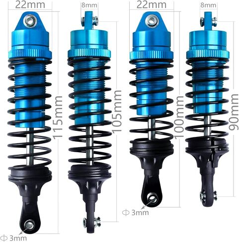 Shocks Aluminum Threaded Absorber Damper Upgrades Parts Accessories for 1/10 Traxxas Slash 4x4 Rustler 4X4 VXL Stampede 4X4 Hoss 4X4 Replace 5862 (Gray) in Kuwait
