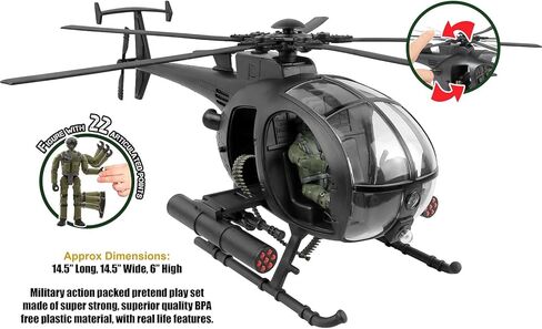 Click N' Play Military Attack Combat Helicopter Toy - 20 Piece Play Set Helicopter Toys with Accessories - Military Toys in Kuwait