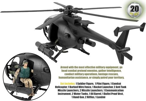 Click N' Play Military Attack Combat Helicopter Toy - 20 Piece Play Set Helicopter Toys with Accessories - Military Toys in Kuwait