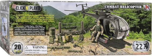 Click N' Play Military Attack Combat Helicopter Toy - 20 Piece Play Set Helicopter Toys with Accessories - Military Toys in Kuwait