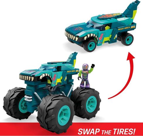 MEGA Hot Wheels Monster Trucks Building Toy Playset, Mega-Wrex With 187 Pieces, 1 Micro Action Figure Driver, Gift Ideas For Kids Age 5+ Years in Saudi Arabia