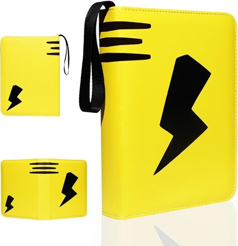 حافظة بطاقات، كتاب حامل ألبوم تجميع البطاقات المحمول بأربعة جيوب، يناسب 440 بطاقة مع 55 صفحة قابلة للإزالة وسحاب، حقيبة تخزين عرض حافظة بطاقات التداول (أصفر) in Kuwait