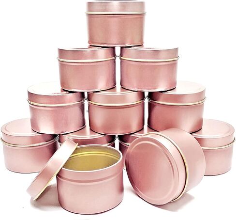 علب شمعة Unixing 8oz، 12 قطعة علب شموع معدنية لشمعة DIY علب حاوية شموع كبيرة لصنع الشموع باللون الأزرق الفاتح والشمبانيا والوردي والذهبي in Saudi Arabia