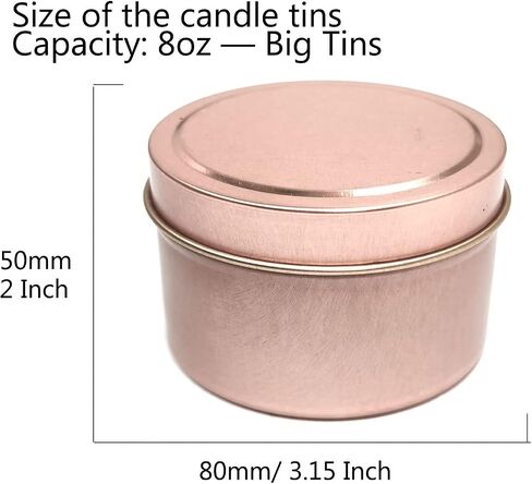 علب شمعة Unixing 8oz، 12 قطعة علب شموع معدنية لشمعة DIY علب حاوية شموع كبيرة لصنع الشموع باللون الأزرق الفاتح والشمبانيا والوردي والذهبي in Saudi Arabia
