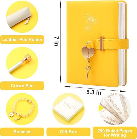 مذكرات مع قفل للفتيات من سن 8 إلى 12 عامًا، مجلات أطفال لكتابة هدايا عيد الميلاد، حشوات تخزين، 296 صفحة مسطرة، دفتر يوميات مع قفل، مجموعة الصناديق تتضمن دفتر ملاحظات جلدي، قفل مركب، حامل قلم، سوار وقلم تاج in Kuwait