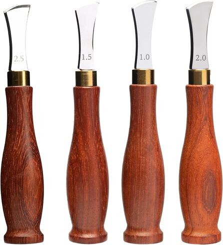 مايبين مجموعة من 4 ادوات لتجعيد حواف الجلد من الستانلس ستيل مع مقبض خشبي للحرف اليدوية المصنوعة يدويا، 1/1.5/2/2.5 ملم in Kuwait