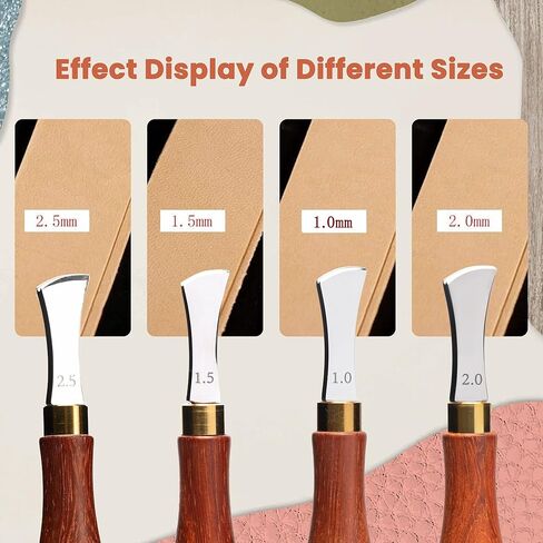 مايبين مجموعة من 4 ادوات لتجعيد حواف الجلد من الستانلس ستيل مع مقبض خشبي للحرف اليدوية المصنوعة يدويا، 1/1.5/2/2.5 ملم in Kuwait