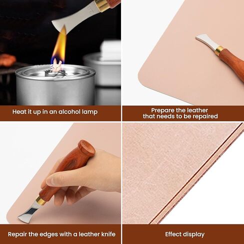 مايبين مجموعة من 4 ادوات لتجعيد حواف الجلد من الستانلس ستيل مع مقبض خشبي للحرف اليدوية المصنوعة يدويا، 1/1.5/2/2.5 ملم in Kuwait