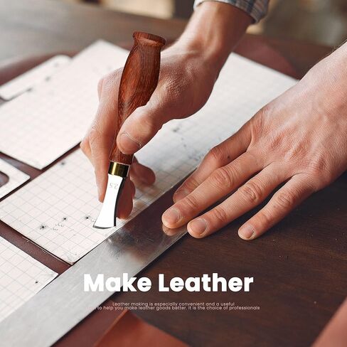 مايبين مجموعة من 4 ادوات لتجعيد حواف الجلد من الستانلس ستيل مع مقبض خشبي للحرف اليدوية المصنوعة يدويا، 1/1.5/2/2.5 ملم in Kuwait