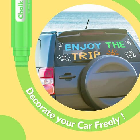 BIGTHUMB 12 Window Markers for Glass Washable, 15mm Jumbo Erasable Chalkboard Markers for Blackboard, Liquid Paint Chalk Pens for Cars, Businesses, Mirrors, Menus, Bistro, Kids and Artists in Kuwait