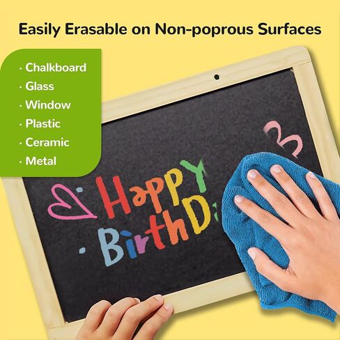 BIGTHUMB 12 Window Markers for Glass Washable, 15mm Jumbo Erasable Chalkboard Markers for Blackboard, Liquid Paint Chalk Pens for Cars, Businesses, Mirrors, Menus, Bistro, Kids and Artists in Kuwait