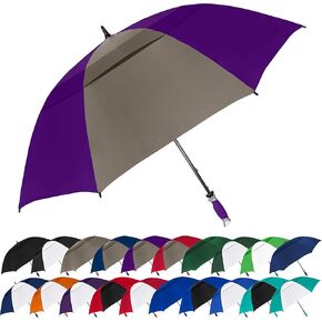 مظلة STROMBERGBRAND UMBRELLAS ذات فتحات تهوية Typhoon Tamer مقاس 62 بوصة مقاومة للرياح ومقاومة للماء PGA ذات جودة احترافية ومظلة جولف محمولة للرجال والنساء، أخضر ليموني/أبيض