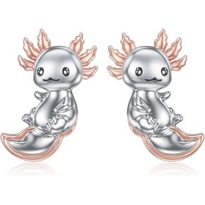 Flpruy Axolotl/cow/Pig/Frog/Bulldog/Panda/Highland Cow/Bee Honeycomb/Cat Stud Earrings Sterling Silver Cute Animal Earrings for Women Girls Christmas Birthday in Saudi Arabia