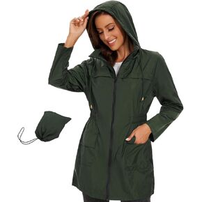 Durio Womens Rain Jacket Rain Coat for Women Waterproof Raincoats with Hood Lightweight Packable Windbreaker Jacket