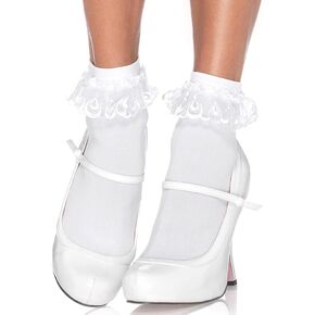 Leg Avenue Women's Lace Ruffle Nylon Anklet Socks in Saudi Arabia