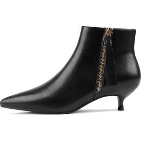 أحذية MERUMOTE النسائية الجلدية للكاحل بكعب منخفض أحذية شتوية بسحاب in Kuwait