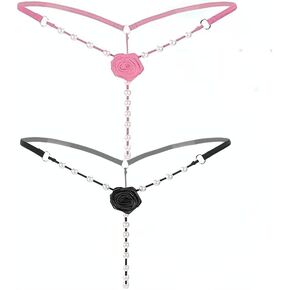 Women's Pearl T Back G String Embroidery Rose Flowers Beaded Thong Panty Underwear Sexy Micro Underpant in Kuwait