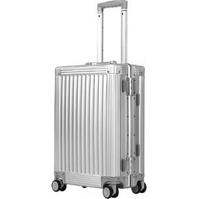 DOMINOX All Aluminum Carry On Luggage Hard Shell Luggage Aluminum Suitcase for Travel Zipperless Luggage Checked Luggage with Silent 360° Spinner Wheels 20 In. (Industry Style, Sliver) in Saudi Arabia