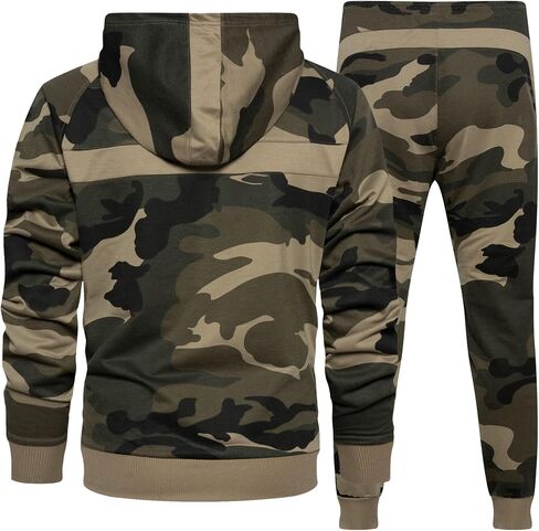 Mens Camo Tracksuit Casual Hooded Track Suits Long Sleeve Hoodie and Sweatpant Jogging Sweatsuit in Kuwait