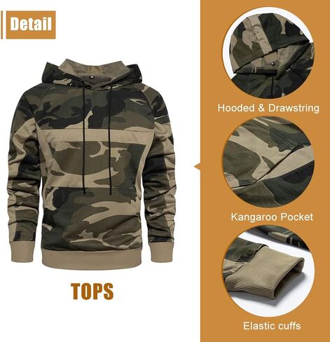 Mens Camo Tracksuit Casual Hooded Track Suits Long Sleeve Hoodie and Sweatpant Jogging Sweatsuit in Kuwait