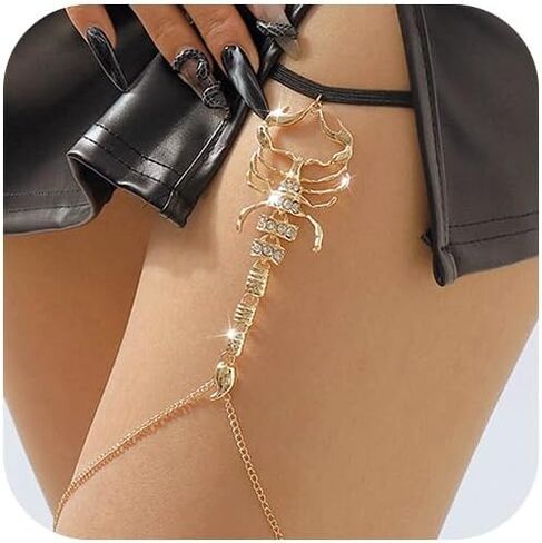 Werhonton حجر الراين الفخذ سلسلة الذهب العقرب الساق سلاسل مثير هالوين مجوهرات الجسم للنساء in Kuwait