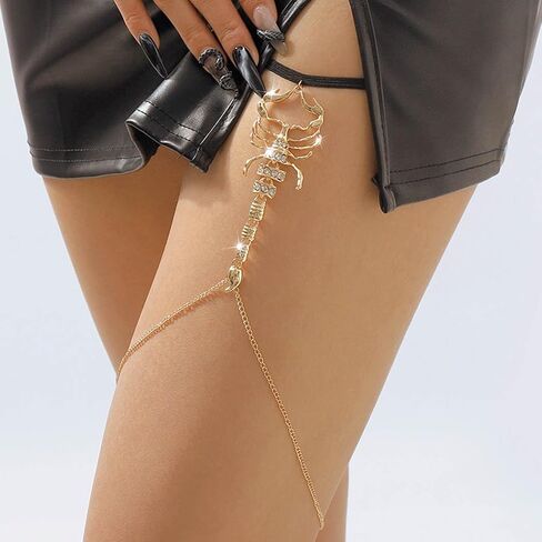 Werhonton حجر الراين الفخذ سلسلة الذهب العقرب الساق سلاسل مثير هالوين مجوهرات الجسم للنساء in Kuwait