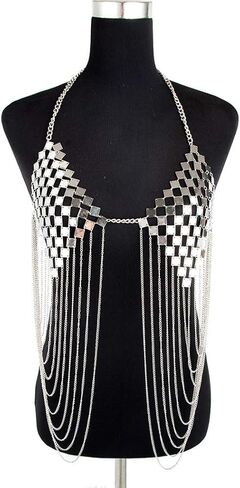 Victray المرأة سباركلي الجسم سلاسل الترتر الجسم سلسلة ملهى ليلي سلسلة الأزياء الجسم مجوهرات الإكسسوار (الفضة) in Kuwait