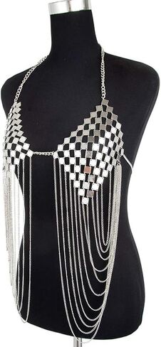 Victray المرأة سباركلي الجسم سلاسل الترتر الجسم سلسلة ملهى ليلي سلسلة الأزياء الجسم مجوهرات الإكسسوار (الفضة) in Kuwait