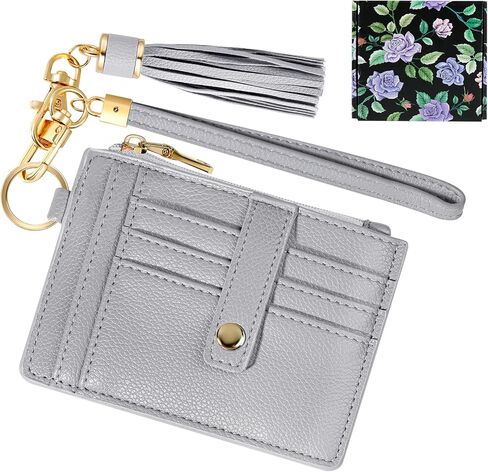 Hicdaw Wristlet Bracelet Keychain Wallet for Women 9 Slots Credit Card Holder Tassel Purse Silicone Key Ring with Gift Box in Saudi Arabia