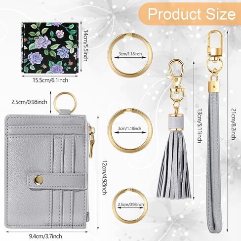 Hicdaw Wristlet Bracelet Keychain Wallet for Women 9 Slots Credit Card Holder Tassel Purse Silicone Key Ring with Gift Box in Saudi Arabia