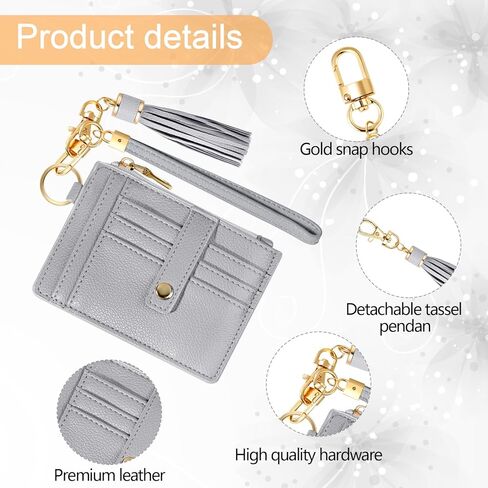Hicdaw Wristlet Bracelet Keychain Wallet for Women 9 Slots Credit Card Holder Tassel Purse Silicone Key Ring with Gift Box in Saudi Arabia