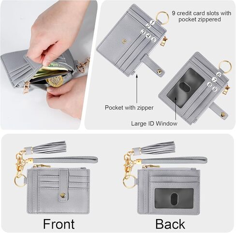 Hicdaw Wristlet Bracelet Keychain Wallet for Women 9 Slots Credit Card Holder Tassel Purse Silicone Key Ring with Gift Box in Saudi Arabia